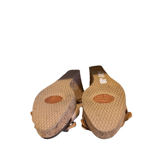 salpy Shoes Women's‎ Tan Fllowers Cork Wedge Heels Size 5.5 - Picture 4 of 5